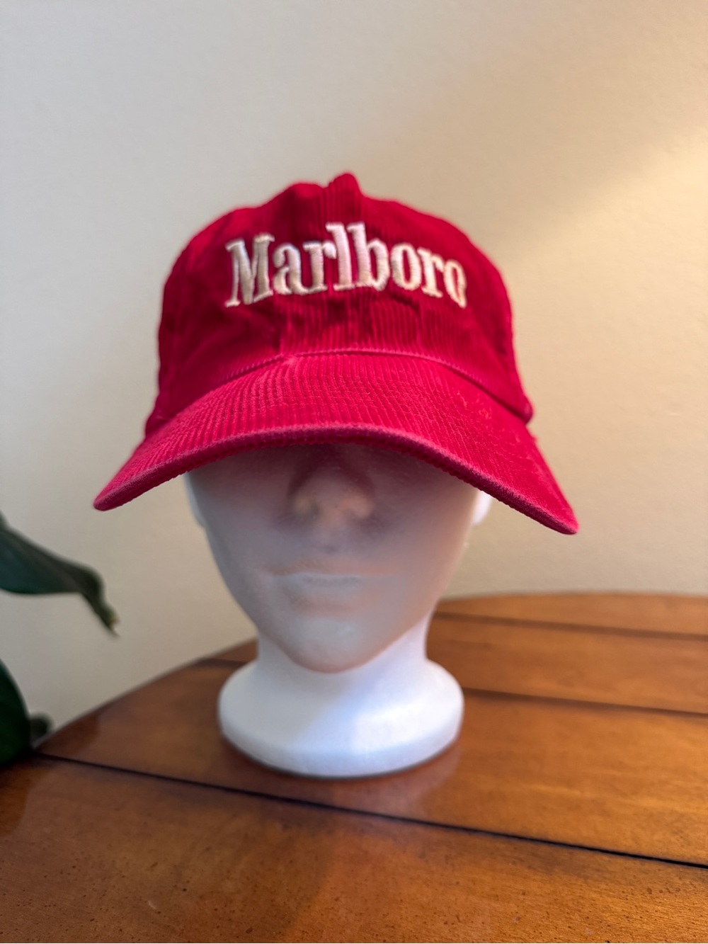 Vintage Marlboro Corduroy Snapback Hat Red Tobacco Promo